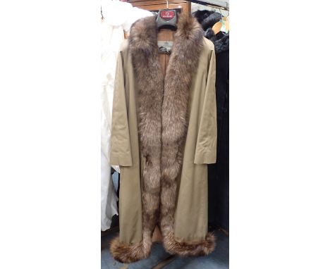 AQUASCUTUM: A FULL LENGTH VINTAGE RAINCOAT with fur trim