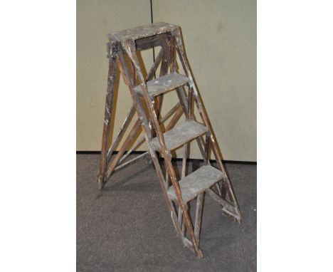 A set of vintage wooden step ladders, 120cm high
