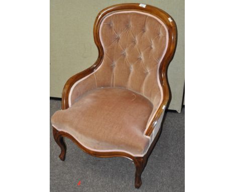 A Victorian style nursing chair, with button back, 83cm high
