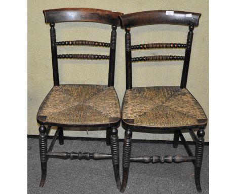 A pair of bobbin turned chairs, 86cm high