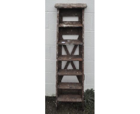 A wooden step ladder, 158cm high