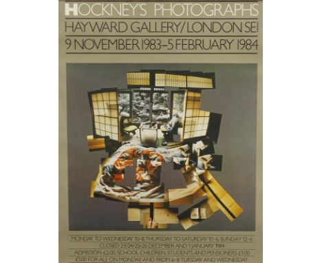 •After David Hockney. Hockneys Photographs - Hayward Gallery London, coloured poster, 62cm x 49.5cm.