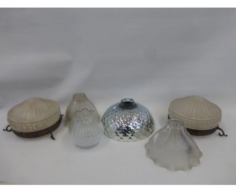 An assortment of early 20th Century and later glass lamp shades.