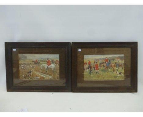 Two Lionel Edwards, Landeker and Brown hunting prints titled "The End of a Good Gallop" and "Check the Plough" (oak framed an