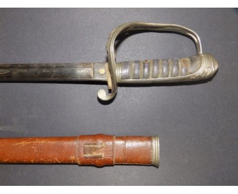A Victorian dress sword with 32" Henry Wilkinson blade,  sharkskin grip (worn) in leather covered scabbard.