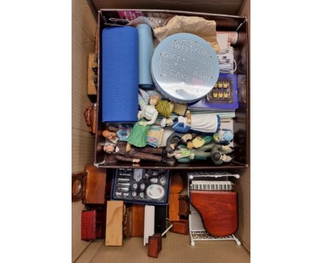 Dolls House and Accessories:&nbsp;a large old four storey dolls house (with losses and damage), 96 x 61 x 63cm; together with