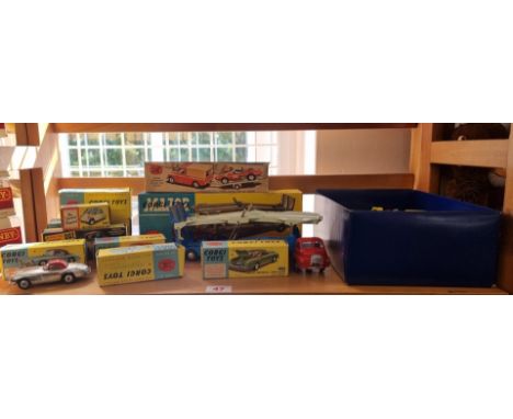 Corgi:&nbsp;a collection of ten vintage boxed Corgi vehicles, to include No.17 Gift Set, and No.53 Tractor with shovel, all p