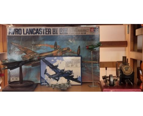 Tamiya:&nbsp;an unmade 1/48 scale Avro Lancaster BI/BIII kit; together with a live steam engine,&nbsp; Corgi Vulcan on wooden