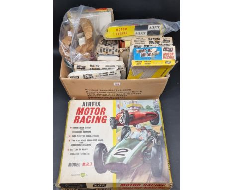 Airfix Motor Racing:&nbsp;a collection of vintage boxed items, to include: track (with lap recorder section and crossover); b