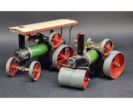Mamod:&nbsp;a steam tractor; together with a similar roller, incomplete. 