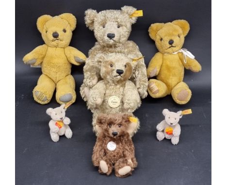 Steiff:&nbsp;a 1920 Replica golden mohair teddy and a smaller example (largest with growler); together with three miniature s