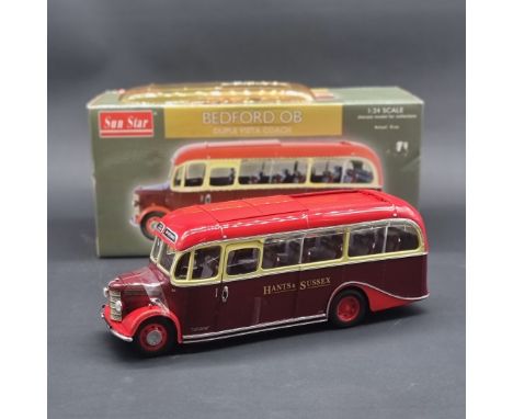 Sun Star:&nbsp;a boxed limited edition 1/24 scale model Bedford OB Duple Vista Coach, Hants &amp; Sussex, No.5004, with certi