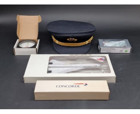 Concorde:&nbsp;a Corgi 2 piece set No. CSCA05002; together with a British Airways 1/200 plastic model; another similar; a Cat