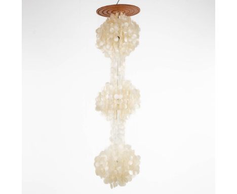 A large three-tier chandelier in the style of Verner Panton.&nbsp;Condition report: - Some missing and broken pieces, but ove