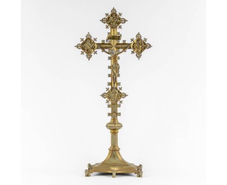 J. Van Roosmalen, Utrecht, a richly made crucifix standing on lions, Gothic Revival, 1887Signed J. V. Roosmalen, Utrecht, 87.