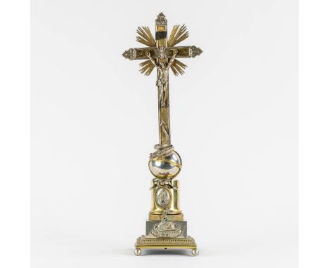 Jean Baptist or&nbsp;Eugeen Van Damme, an altar crucifix, silver and brass. Belgium, 1831-1869.&nbsp;It is decorated with a s