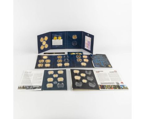 Een grote collectie coins, Belgian Dynasty, Commemorative coins for artists and World War 2. Two 9ct gold coins.&nbsp;- Comme