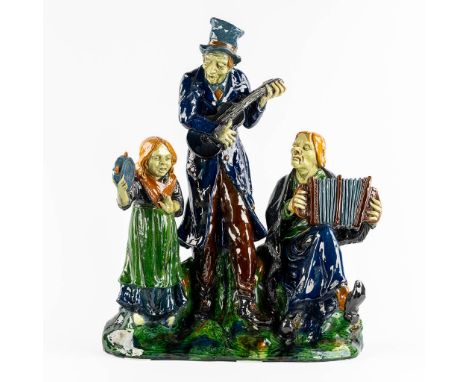 Alfons NOSEDA (1885-1945) 'Straatmuziekanten' for Caessens Frères, Courtrai. Circa 1920.Condition report: - Small restoration