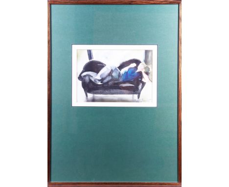 Brigitta Borchert (Berlin, 1940 - lebt in Melsdorf) Liegende Figur auf Sofa, Aquarell auf Papier, u.r. bleistiftsign., ca. 16