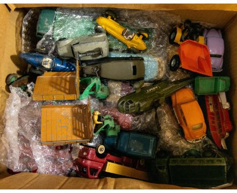 A quantity of Dinky Toys, many for restoration. Including Leyland Comet stake lorry, Cooper Bristol, Studebaker Tanker Mobilg