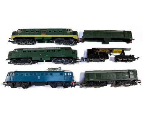 5x Hornby Dublo/Tri-ang diesel and electric locomotives for 2-rail running. Including; a Class AL1 electric pantograph B0-Bo 