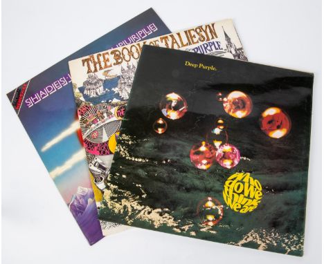 3x Deep Purple LP record albums. Who Do We Think We Are, Purple TPSA7508 1U, in gatefold with separate lyric sheet. The Book 