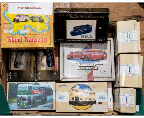 14 Corgi Classic Code 3 Buses &amp; Coaches. 3X Toy Techniques- Leyland Atlantean, Theobald's Coaches, in green and white. Su