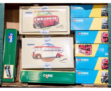 12 Corgi Classic Code 3 Buses &amp; Coaches. Bedford OB, modified to be open sided with vista roof, Lodge's, in cream and blu