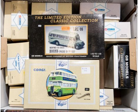 12 Corgi Classic etc Code 3 Double Deck Buses. Bristol K Utility, adjusted to Route 58. 2x Sunbeam Trolleybus, converted to 6