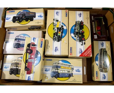 17x Corgi Classics and 4x Road Legends. Buses, coaches and commerical vehicles including; Daimler CW, Derby. Guy Arab, Maidst