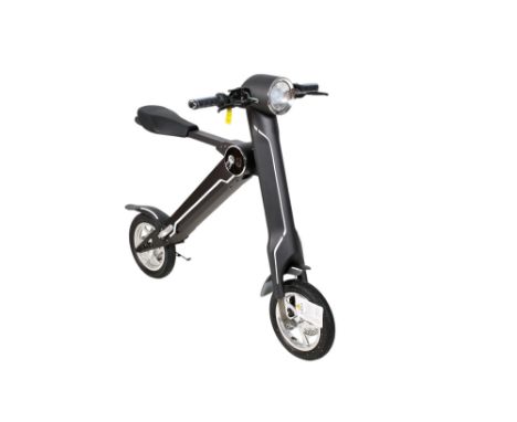 An Evolution Transporter ET smart high quality foldable / portable black electric scooter. Aluminium frame with built in 40V 