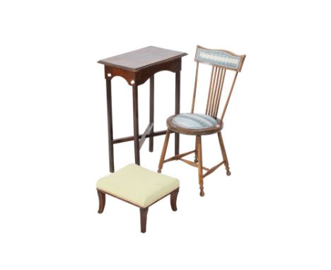 Three items of 20th century furniture. Including a 'penny' chair, side table and a footstool. Max. H80cm