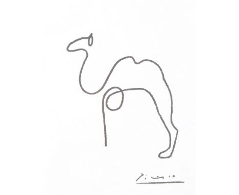 A 20th century Picasso print of a camel. 21cm x 26cm, framed and glazed. Total size with frame 43cm x 53cm.