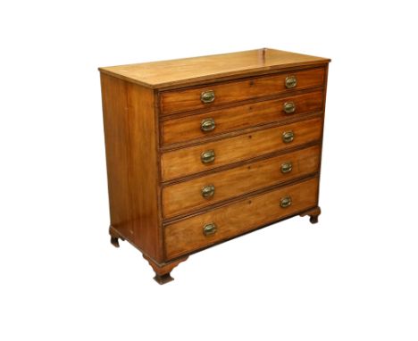 A Victorian mahogany secretaire chest of drawers. Top having inlaid and stringing detail over false top to drawers fall front