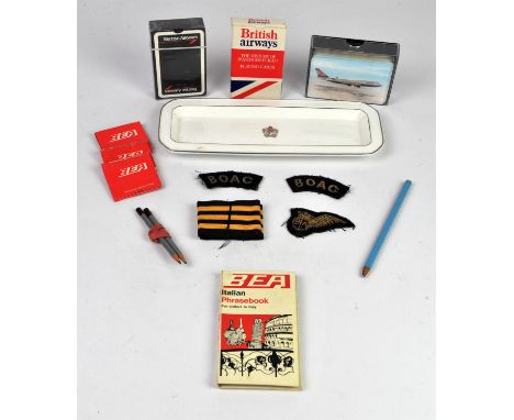 BEA and BOAC Badges, Epaulettes, Pencil, Matchbooks and Playing Cards