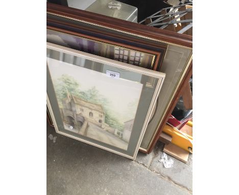 Two tapestry pictures and two prints 