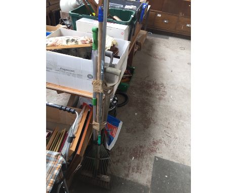A bundle of garden tools 