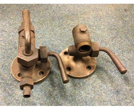 Full-size live steam boiler sight glass taps, possibly from a traction engine or stationary steam plant. Est. £150 - £200.