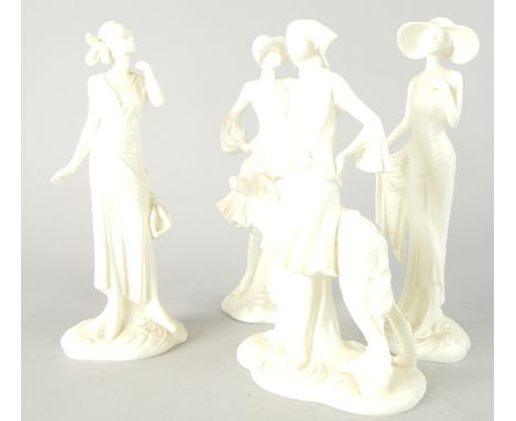 Four Royal Worcester porcelain figures, from the 1920's Vogue Collection, Clara, Annie, Diana and Daisy 