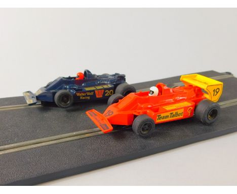 A Scalextric or Pole Position slot car racing set, possibly incomplete (box AF)