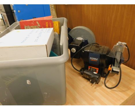 A Ferm electric grinder and various other tools etc.