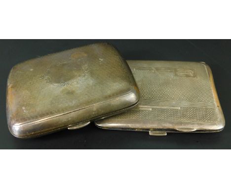 Two silver cigarette cases, each with engine turned decoration, 5¾ozs overall