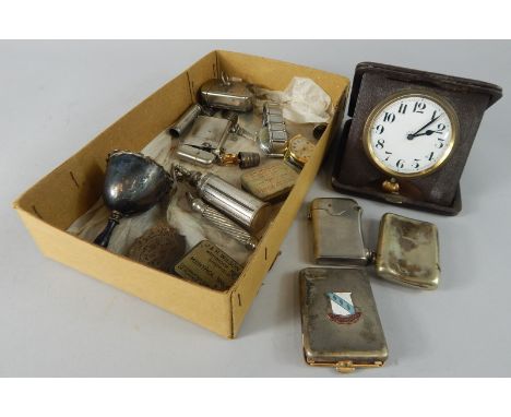 Various collectables, to include two wristwatches, a Services Encore and Services Aerost, various lighters, a plated snuff bo