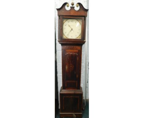Deacon, Barton. A 19thC longcase clock, the square dial painted with anchors, etc, with Arabic numerals, the eight day moveme
