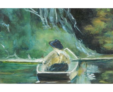 M. Shepheard (20thC). Rowing Boat, oil on board, signed, 17cm x 24cm. 