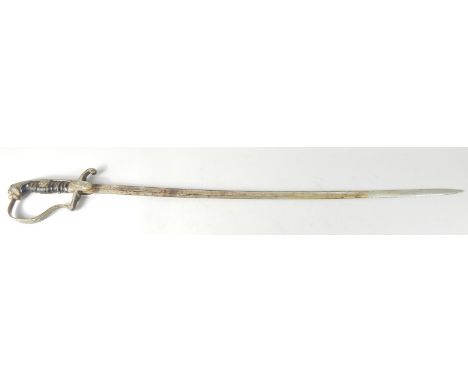 A WWII period Third Reich army dress sword, the blade stamped Pack and Sohne, the stylised leopard's head handle inset with g