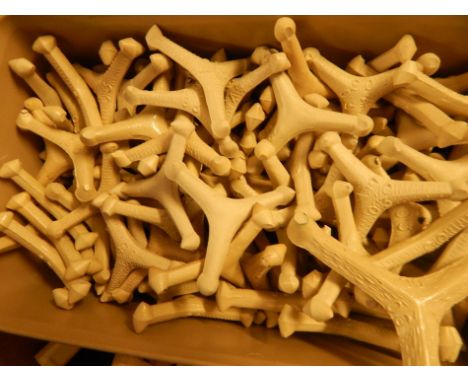 A quantity of pottery or ceramic kiln stilts, various sizes, etc.  Viewing strictly by appointment with saleroom