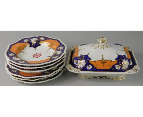 Various item of Ironstone porcelain, to include soup plates, tureen and cover, pattern No,1329,