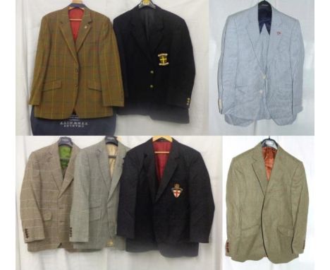 Mens Jackets: Brook Taverner Black Wool Blazer with Durham CC member badge, Charles Tyrwhitt Grey Checked, Winebergs Black Bl