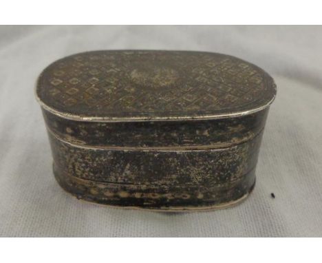 C18th Georgian Silver Nutmeg Grater with oval hinged top, diamond parquetry style design, each diamond decorated with 4 punch